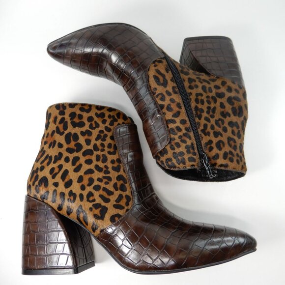 Jeffrey Campbell Bentlee Bootie Size 8 Cheetah Brown Calf Hair Leather NEW - Picture 7 of 10